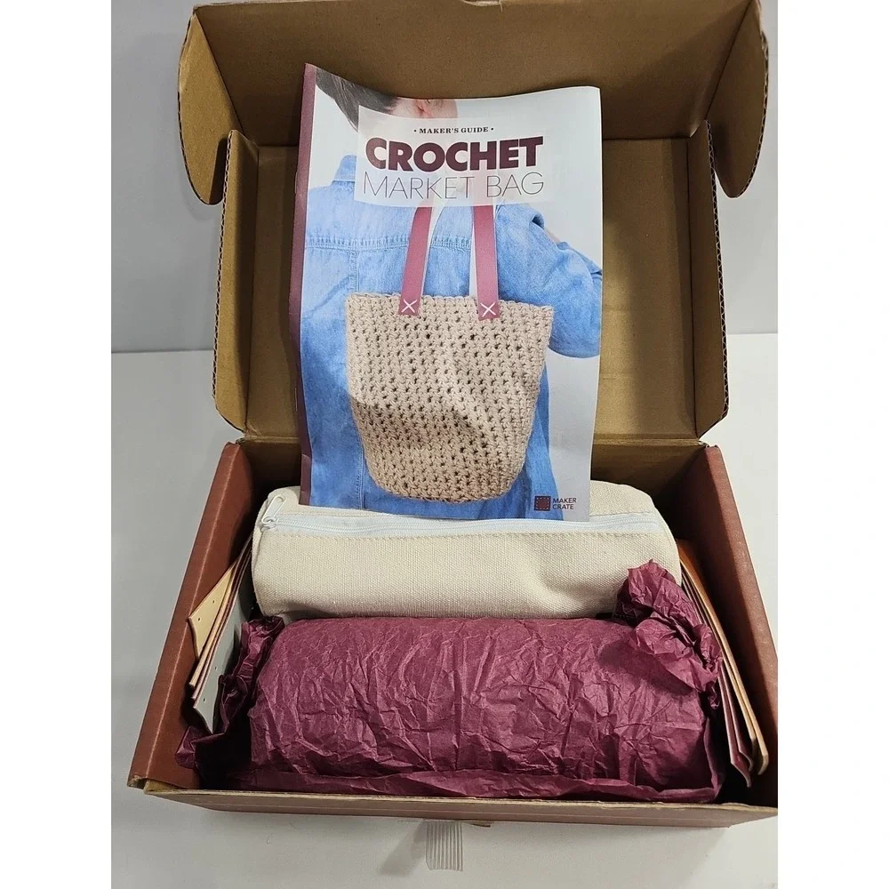 Kiwi Co Maker Crate Crochet Market Bag KIT Kids/Adult- New In Box‎
